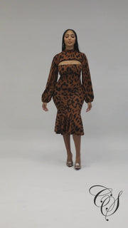 Calista Leopard Print Knit Dress Set