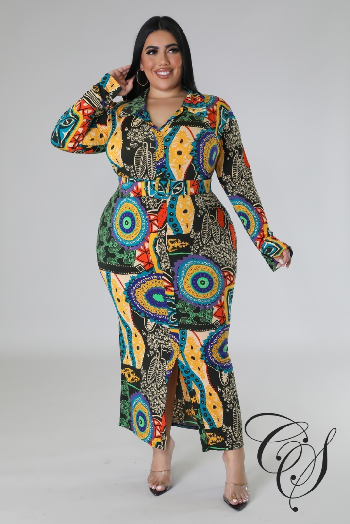 Mandy Tribal Print Midaxi Dress