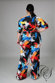 Garcelle Abstract Print One Shoulder Jumpsuit