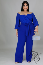 Jeanne V Bar Gathered Sleeve Bardot Jumpsuit