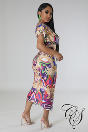 Lora Multi Renaissance Print Bodycon Dress