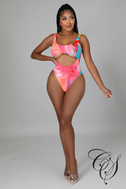 Natonia Multi Abstract Print Swimsuit Set