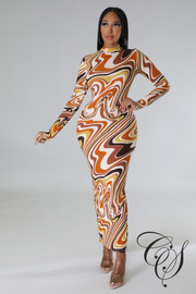 Shadora Mable Print High Neck Bodycon Dress