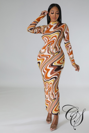 Shadora Mable Print High Neck Bodycon Dress