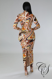 Shadora Mable Print High Neck Bodycon Dress