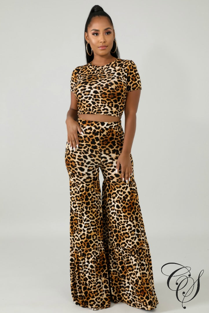 Tasha Cheetah Palazzo Pants Set, Dresses - Designs By Cece Symoné