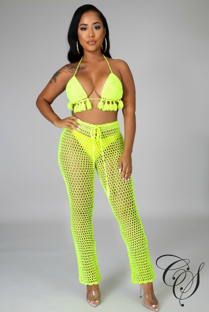 Trina Neon Tassel Palazzo Set